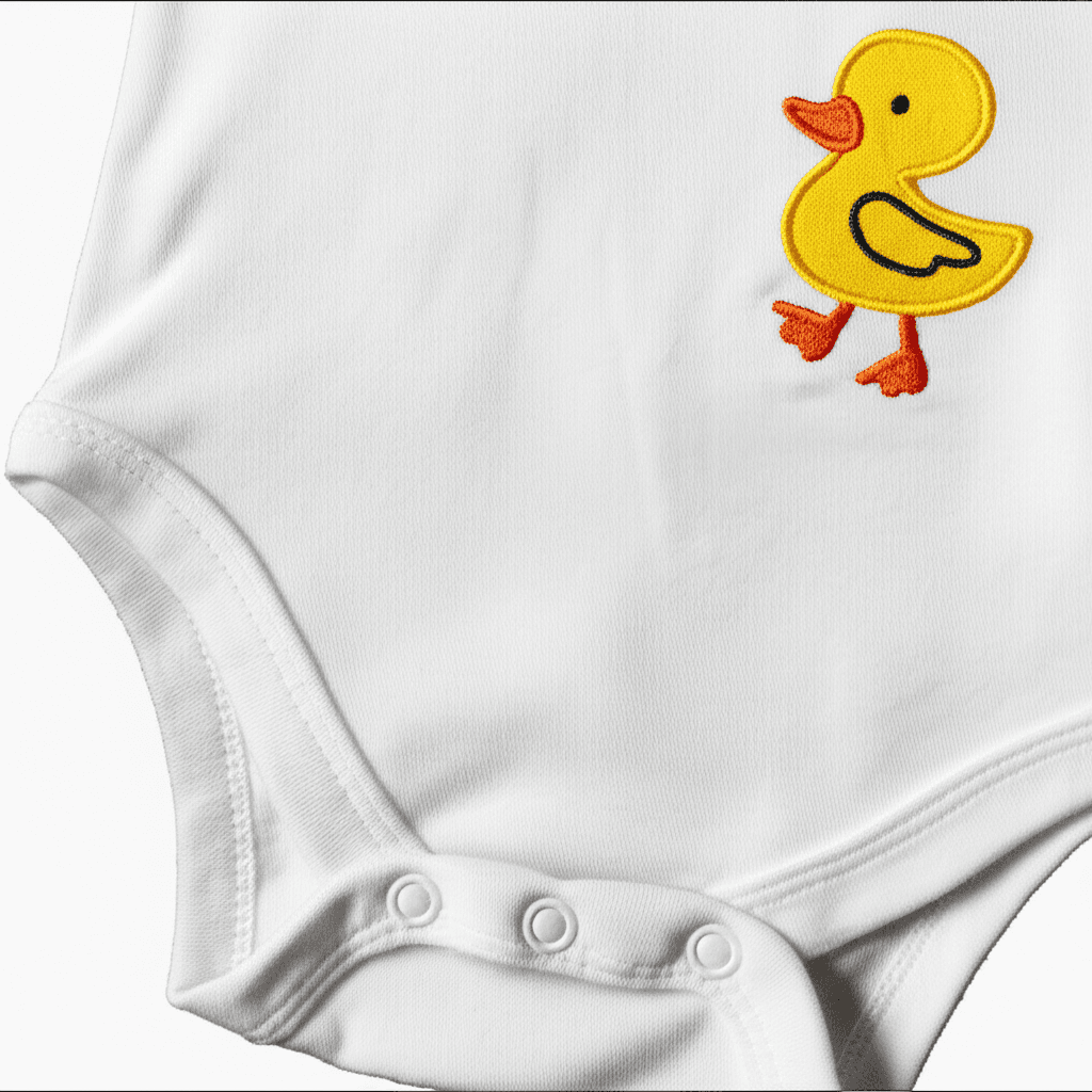 Baby wearing organic onesie